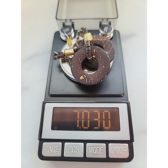 Brown And Beige Circular Beaded Dangling Earrings Vintage Costume Jewelry - Picture 10 of 10